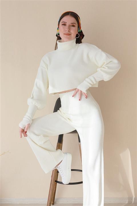 Mekafashion Talya Triko Takım Beyaz