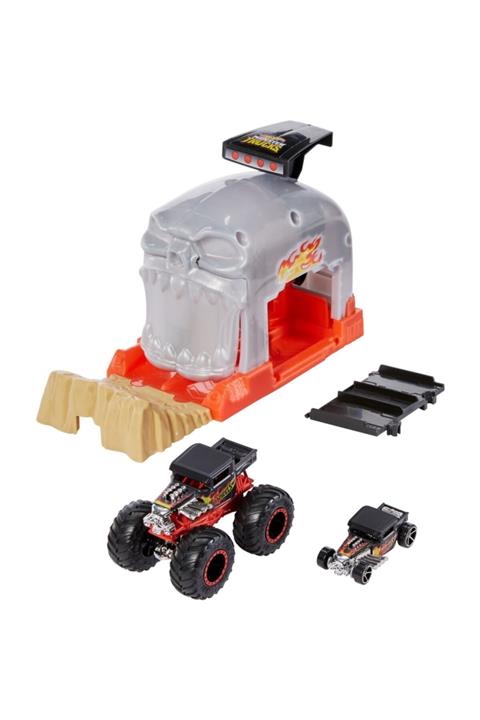 HOT WHEELS Hot Wheels® Monster Trucks Fırlatıcı Oyun Seti Serisi Monster Truck Aracı Ve 1:64 Ölçekli Hot Wheels