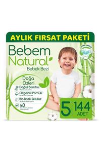 Bebem Natural Bebek Bezi 5 Beden Junior Aylık Fırsat Paketi 144 Adet