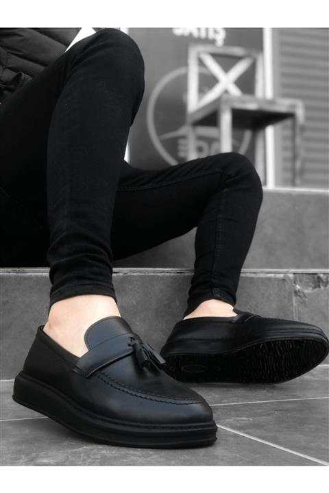 bvea store Er0005 Bağcıksız Yüksek Taban Klasik Kemerli Püsküllü Corcik Erkek Ayakkabı