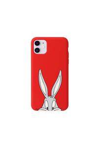 Bel Caso Iphone 11 Kırmızı Lansman Bugs Bunny Serisi Yazılı Baskılı Kılıf