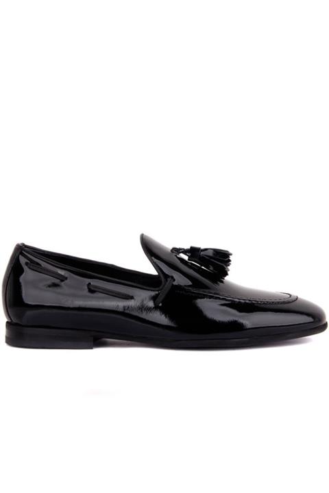 SAIL LAKERS/ GÖL AYAKKABI Yeni Sezon Erkek Püsküllü Casual Cilt Ayakkabı Rugan - Siyah