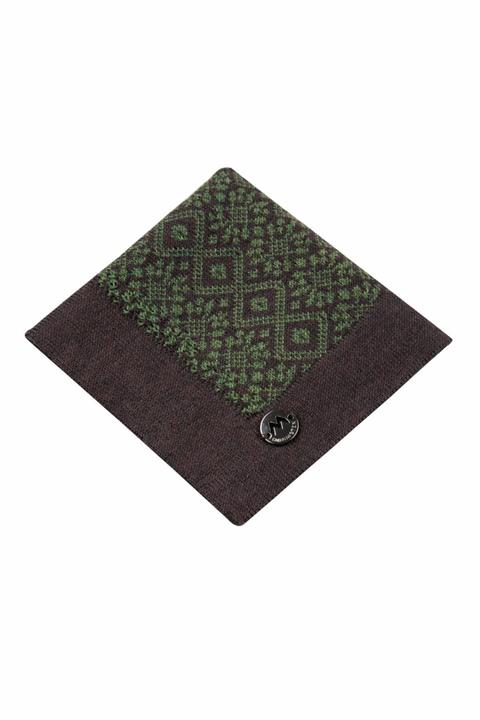 Hemington Desenli Koyu Kahve Yeşil Örgü Mendil