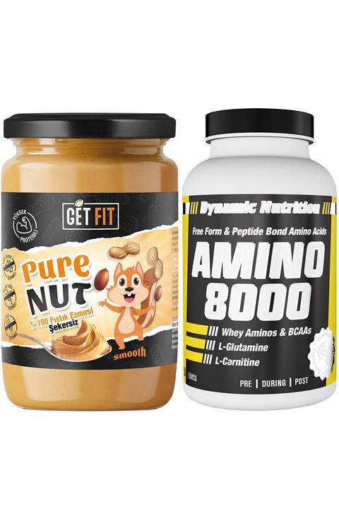 Dynamic Nutrition Dynamic Amino 8000 150 Tablet + Getfit Purenut Doğal Fıstık Ezmesi Şekersiz 600 gr