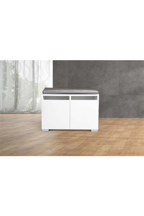 mas wooden Lucca Beyaz Mini Puflu Oturaklı Ayakkabılık Mas 62700000257