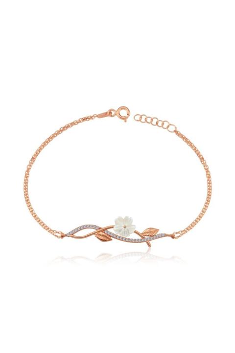 Mia Vento Kadın Rose Renk Manolya Çiçeği Ihtişamı Gümüş Bileklik