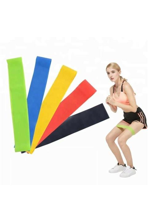 MESHUR STORE Pilates Squat Aerobik Spor Egzersiz Direnç Lastiği 5 Li Paket