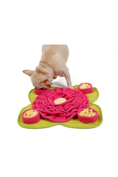doglemi Interaktif Yeşil-pembe Çiçekli Kedi Ve Köpek Yavaş Yeme Oyuncağı