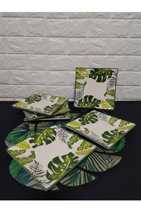 ŞURAMUTFAK 6 ' Lı Pasta Tabak Seti Tropikal El Boyaması