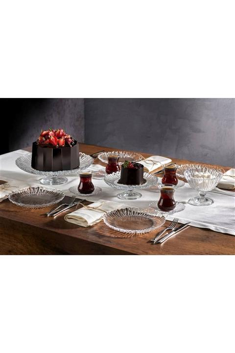 Paşabahçe Aurora Serisi Cam Pasta Tabağı 20cm 6 Adet