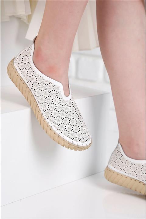 HN TEKSTİL Kadın Oxpo Gerçek Deri Beyaz Ortepedik Taban