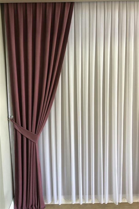 Beythome Gül Kurusu Soft Kadife Fon Perde - Pileli Tek Kanat