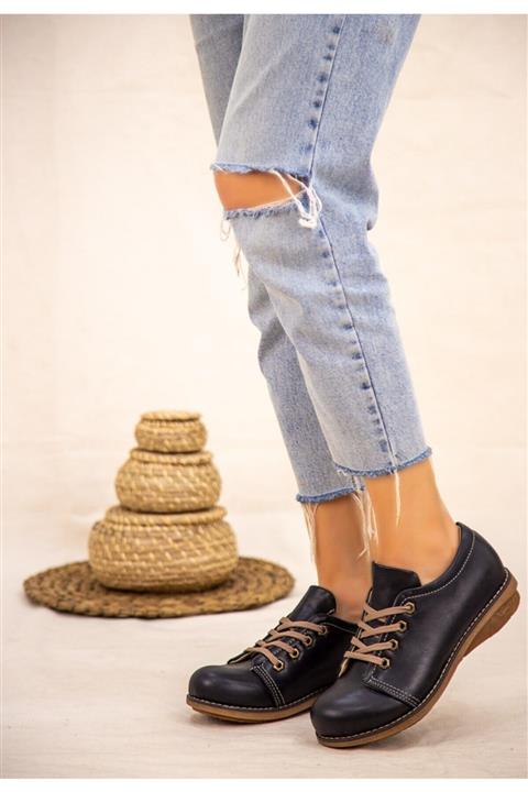 Maysolasta Beliniya Siyah Cilt Oxford Ayakkabı