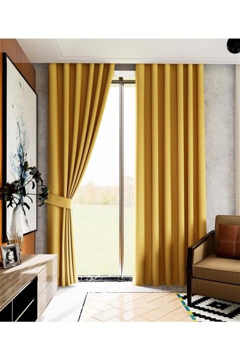 lüks House Hardal Rengi Karartma Blackout Fon Perde