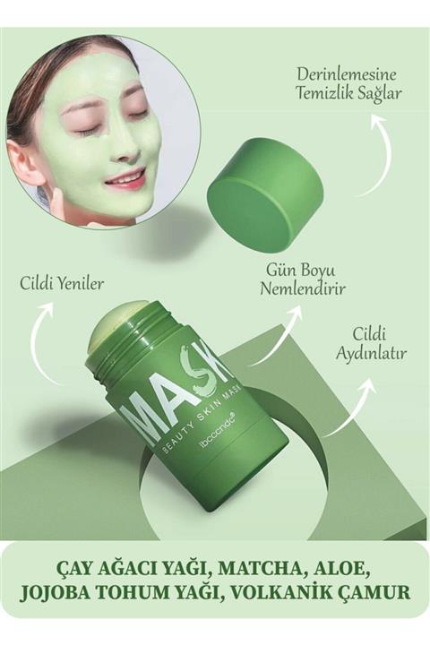 TİNEKE Green Tea Yeşil Çay Maskesi Ve Burun Siyah Nokta Cilt Ve Yüz Temizleme Fırçası