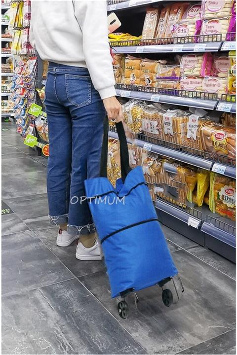 nils Home Market Alışveriş Çantası Açılır Kapanır Tekerlekli Pazar Market Arabası