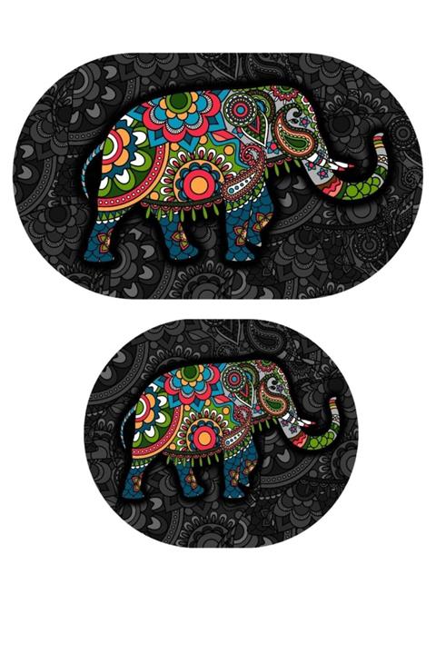 Bayev 2`li Banyo Paspas Seti Klozet Takımı Desenli Fil 1003 01