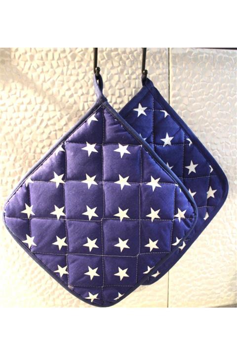 DedeEvTekstil Kumaş 2’li Tutacak Yıldızlı Nihale (24X24)