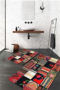 Evsebu Kilim Motif Kare Banyo Paspası