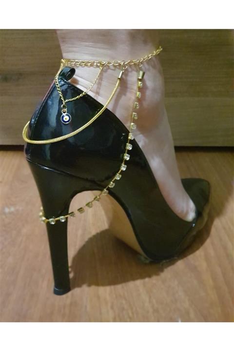 Micheal Brandon Kadın Gold Ayakkabı Halhalı Kombin 3'lü