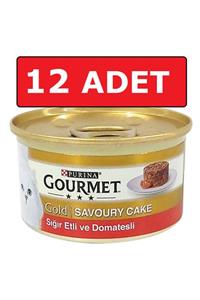 Purina Gourmet Gold Savoury Cake Sığır Domates Kedi Konservesi 12 Adet 85 Gr Yaş Mama