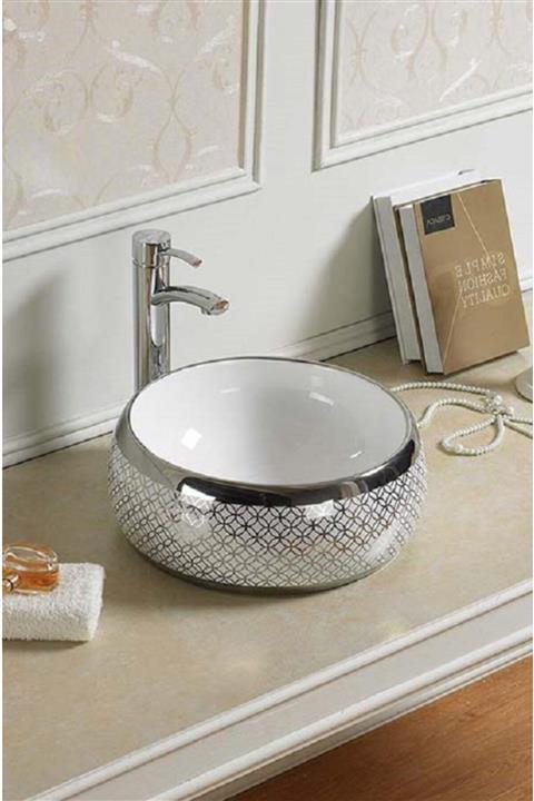 PUROSER Lalezar Gümüş Tezgah Üstü Çanak Lavabo