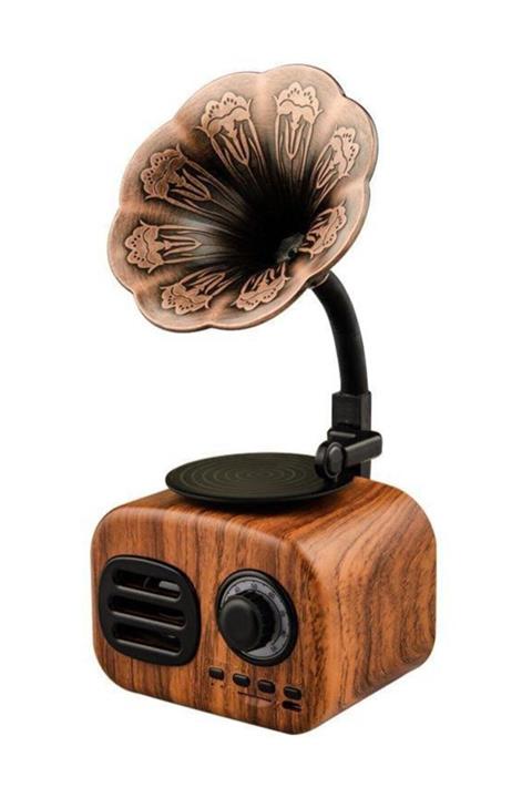 Kemai Ft-05 Retro Mini Ahşap Gramafon Bluetooth Hoparlör