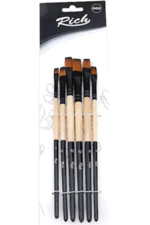 Cenova Art Rich Akrilik Ve Yağlı Boya Fırçası (YASSI KIL) 6'lı Set