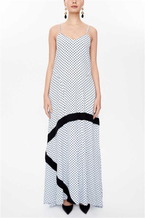 SOCIETA - Desenli Ip Askılı Elbise 92851 Mavi