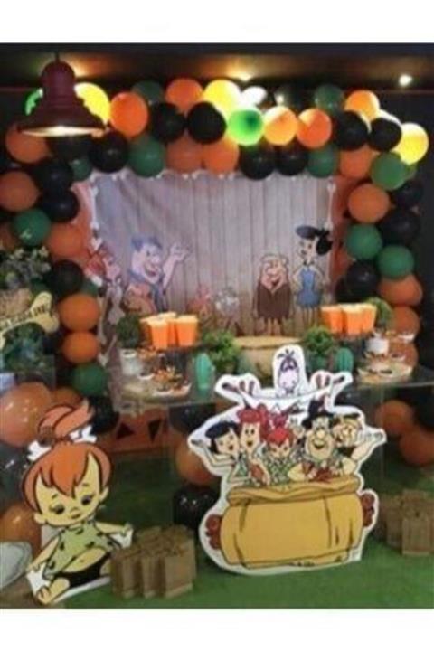 canbayhobi 110 Adet Taş Devri Konsept Doğum Günü Balon Ve Balon Zinciri Taş Devri 56