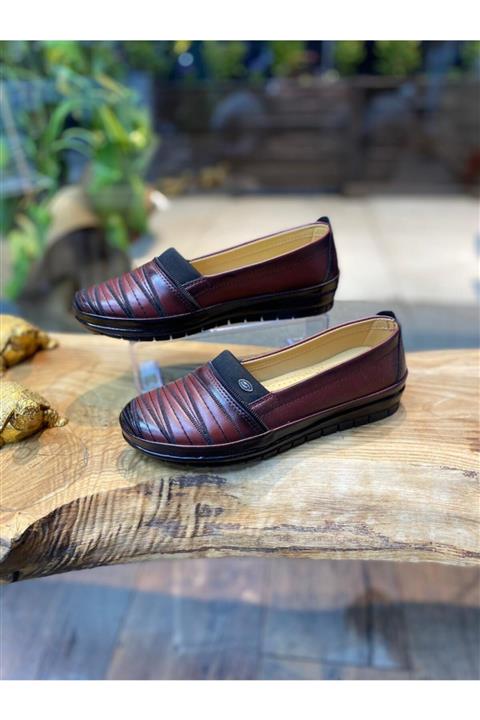 DEMET BUTİK Bordo Renk Ortopedik Anne Ayakkabısı
