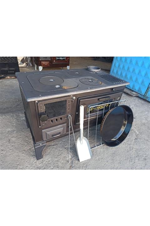 VAV Cam Kapak Takma Ayak Döküm Estetik Kuzine Soba Kömür Odun Sobası