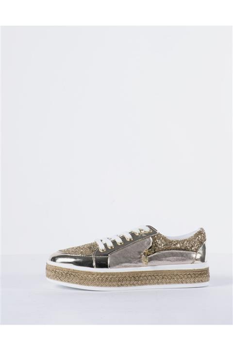 Vision Kadın Platin Sarı Simli Ayakkabı