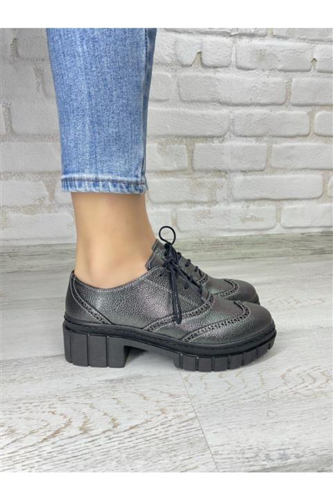 Colorsstep Potifo Kalın Taban Maskülen Oxford Ayakkabı Platin