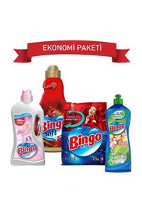 Bingo Toz Çamaşır Deterjan 1,5 Kg Yumuşatıcı 1440ml  Bulaşık Deterjan 675ml Yüzey Temizleyicisi 1 lt