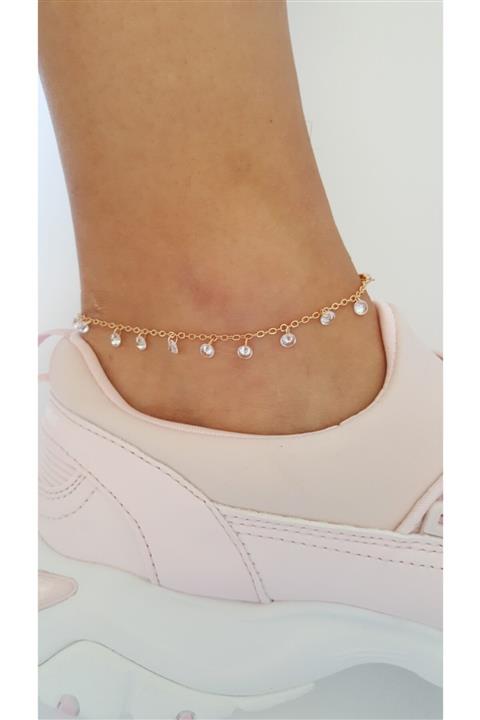 Lenaca Kristal Boncuklu Zincir Halhal