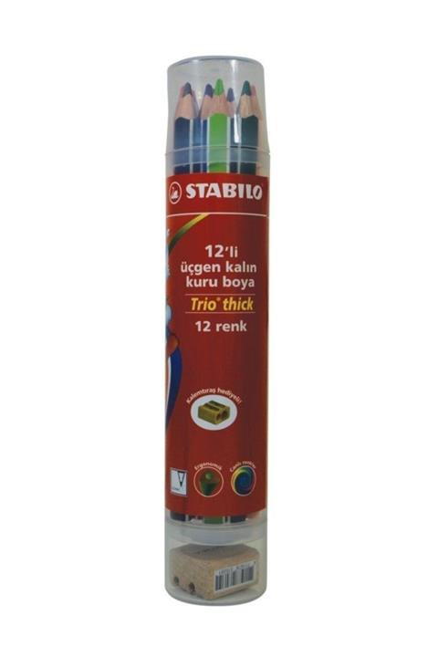 Stabilo Trio Thick 12li Üçgen Kuru Boya Plastik Tüp 203-12