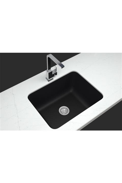 RealStone E001_b Real Eviye E Serisi E001 Siyah Kare Tezgah Altı