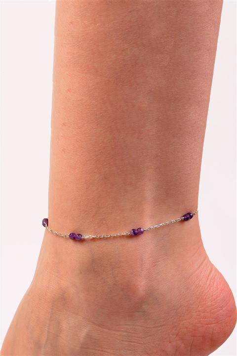 Taş Sandığı Ametist Taşı Gümüş Halhal