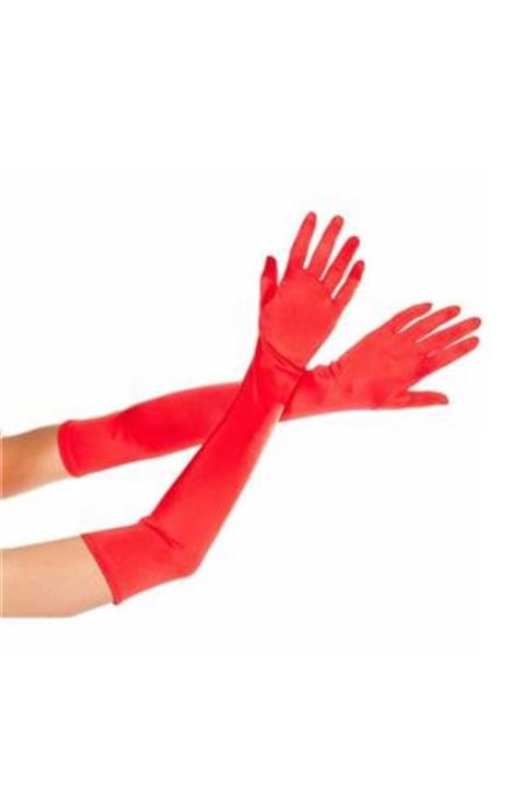 Go İthalat Kırmızı Saten Abiye Eldiven