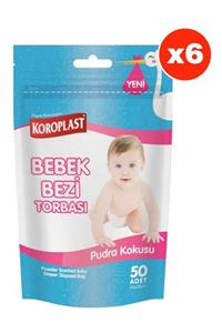 Koroplast Pudra Kokulu 50li Bebek Bezi Torbası X 6 Paket (24*38 Cm)