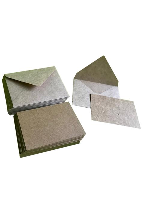 Tek Çatı Kraft Zarf + Kraft Kart Birada Set - ( 100 Ad. Minik Zarf + 100 Ad. Kart )