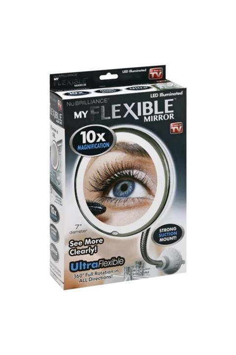 GÜVENÇ Esnek Işıklı Çerçeveli Flexıble 10x Zoomlu Makyaj Aynası