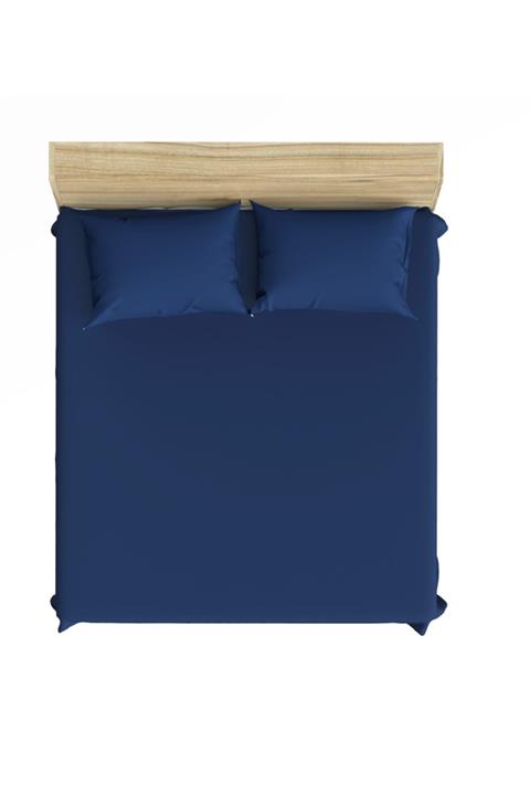 makiteks %100 Pamuklu Lacivert 180x200 2*(50X70) Battal Boy Lastikli Çarşaf Takımı