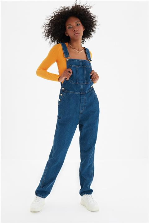 TRENDYOLMİLLA Lacivert Salopet Denim Tulum TWOSS21TU0029