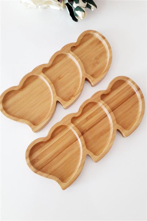 UrziKitchen 2 Adet Bambu Kalp Çerezlik  Sunumluk