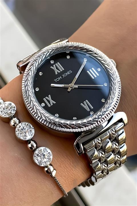 Tom Jones Gümüş Çelik Kordon Kadın Kol Saati+Bileklik