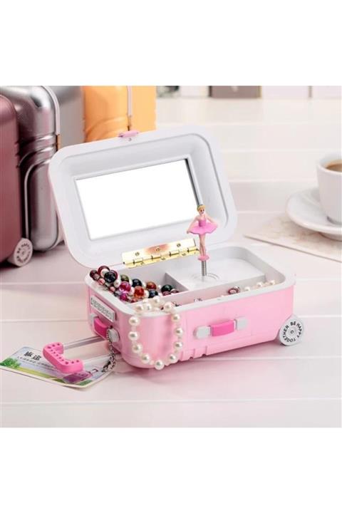 Maia Crafts Pembe Dekoratif Valiz Müzik Kutusu