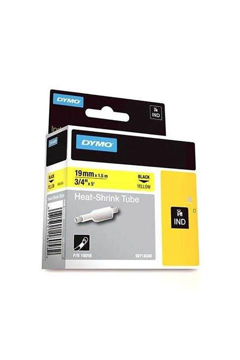 Dymo RhinoPro Isıyla Küçülen Şerit 19mmx1.5m Sarı-Siyah 18058