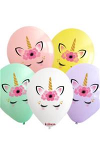 parti sürprizi Unicorn Gold Baskılı Latex Balon 10 Adet